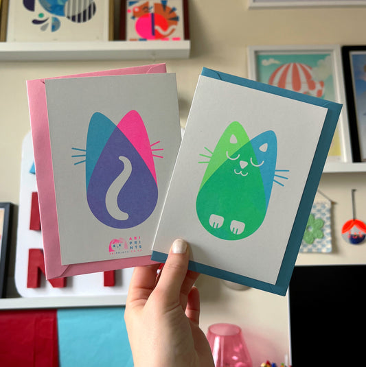 Cat Card, Risograph A6