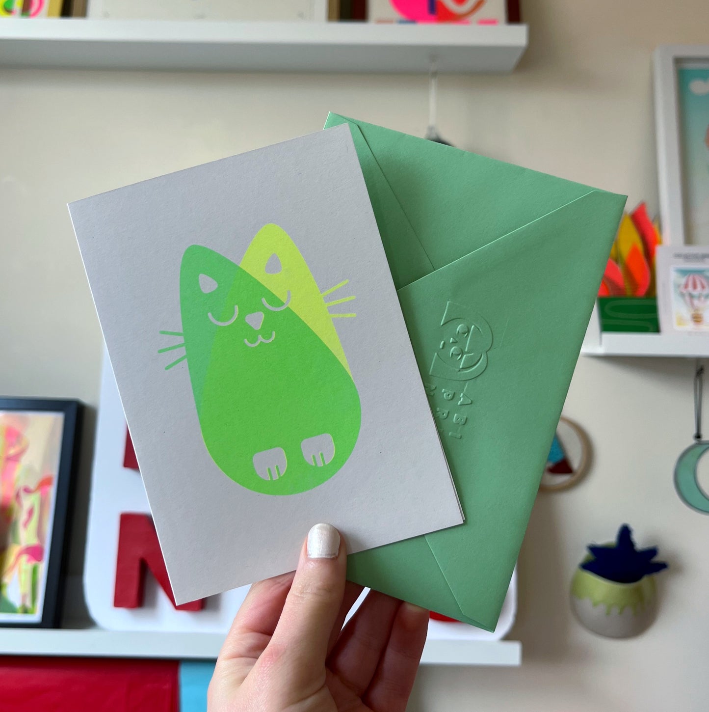 Cat Card, Risograph A6