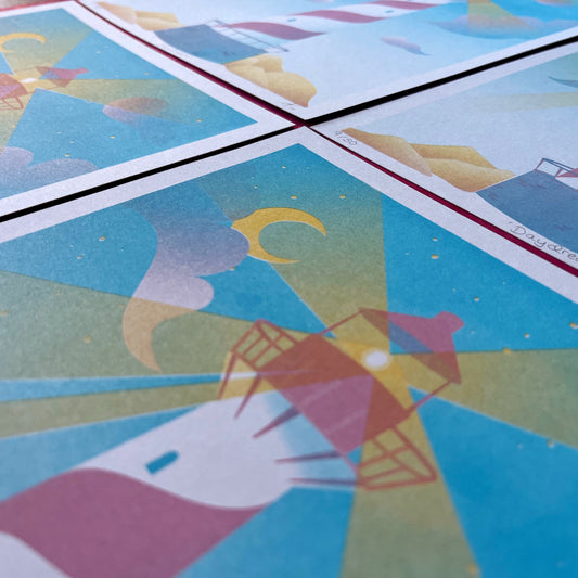 Lighthouse, Daydream, Risograph Print A4