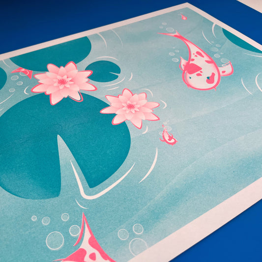 Koi Pond Ni, Risograph Print A3