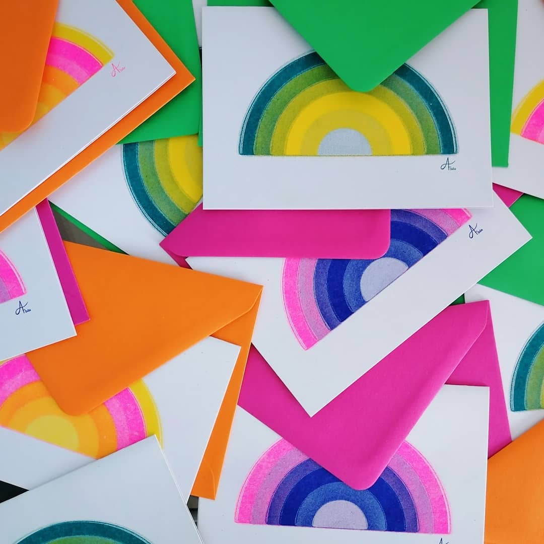 Rainbow Card A6, Risograph Printed