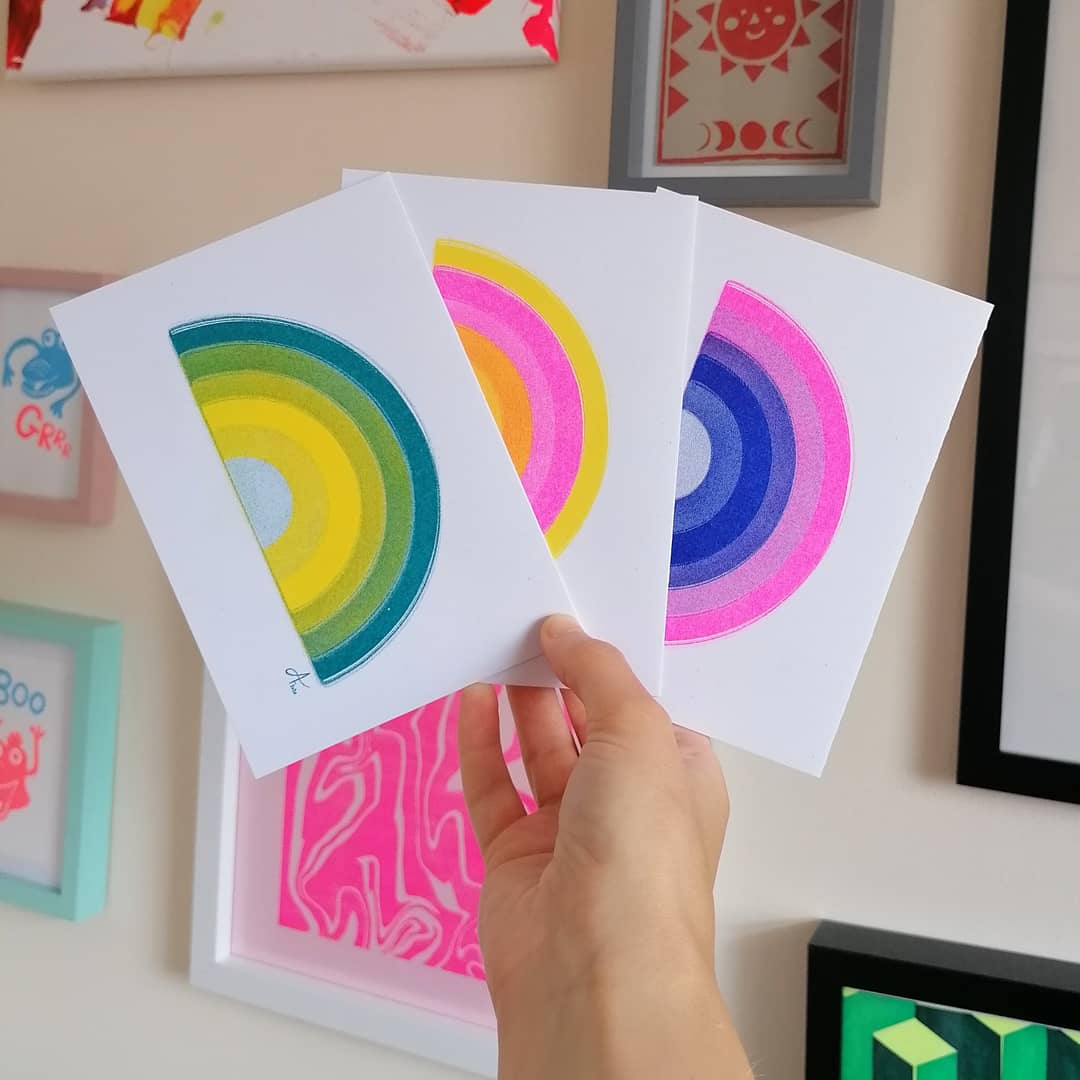 Rainbow Card A6, Risograph Printed