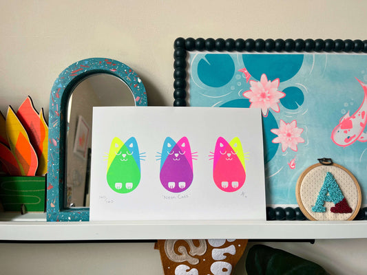 Neon Cats, Risograph A4