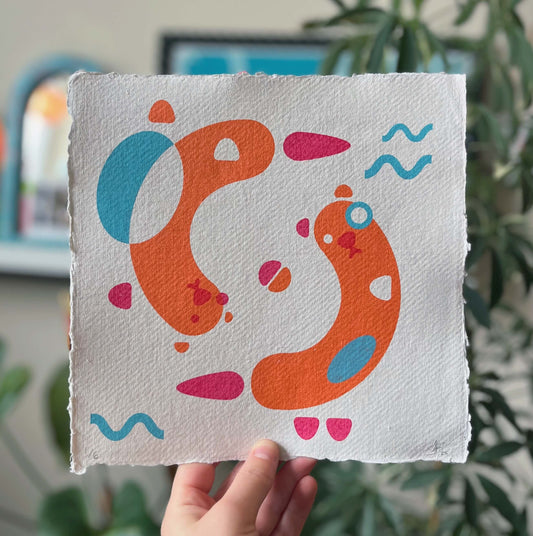 Otters, Screenprint 20 x 20cm