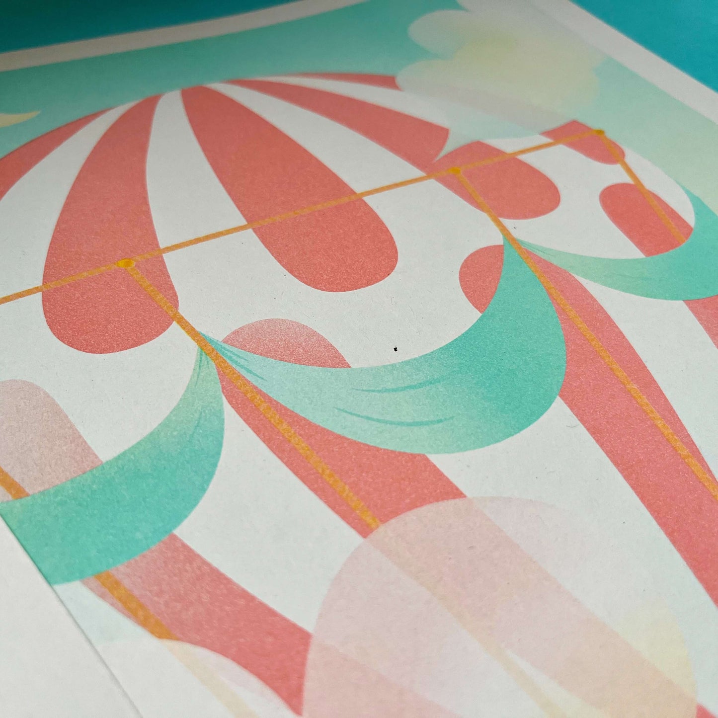 Hot Air Balloon, Risograph Print A3