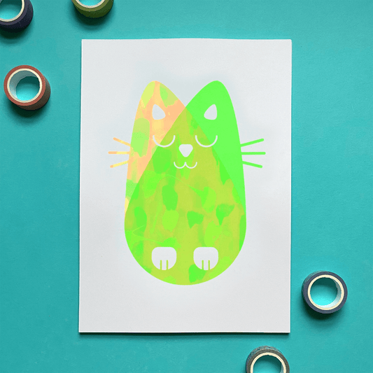 SALE Cat, Screenprint A4, Various Colours