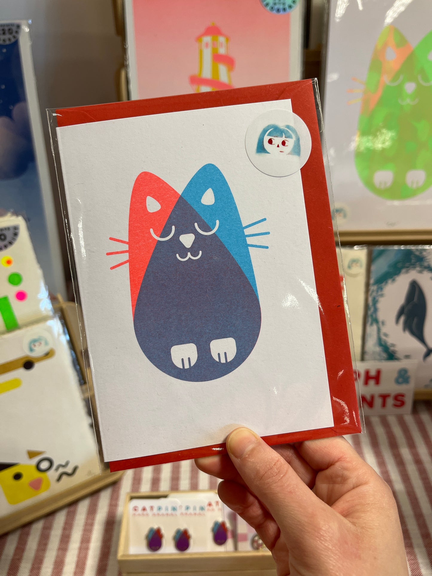 Cat Card, Risograph A6