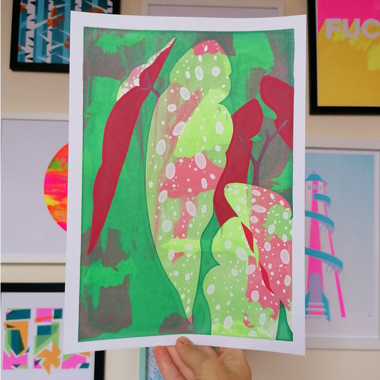 Polka Dot Begonia, Screenprint A4