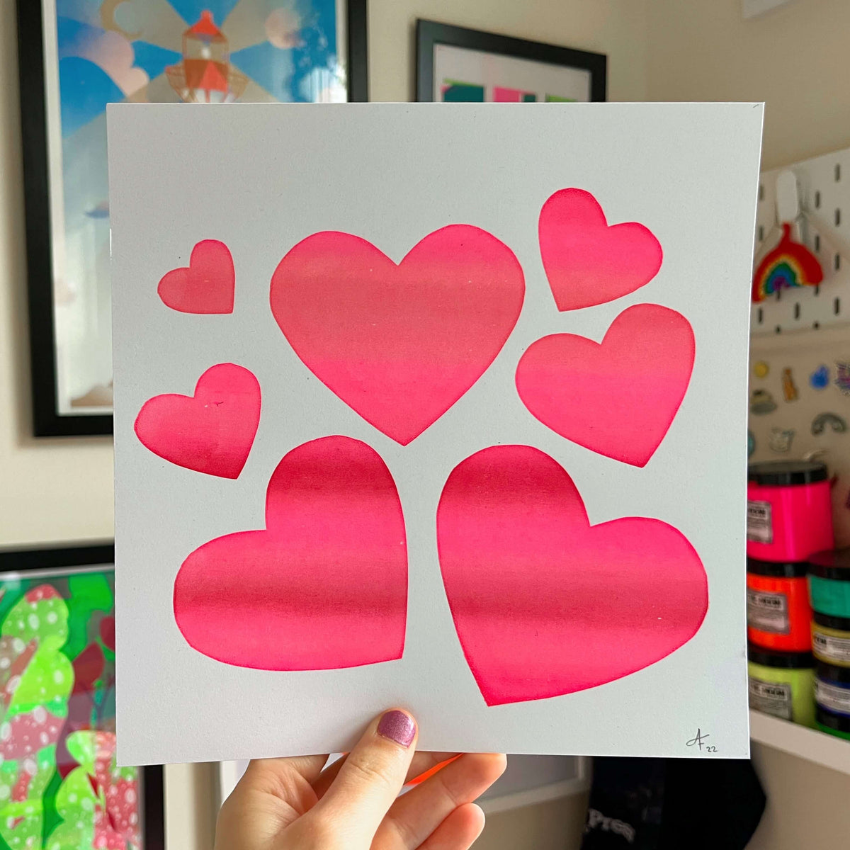 Seconds Hearts 20x20cm Screenprint