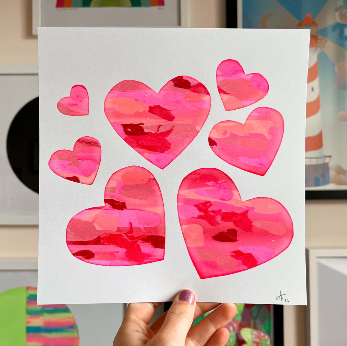 Seconds Hearts 20x20cm Screenprint