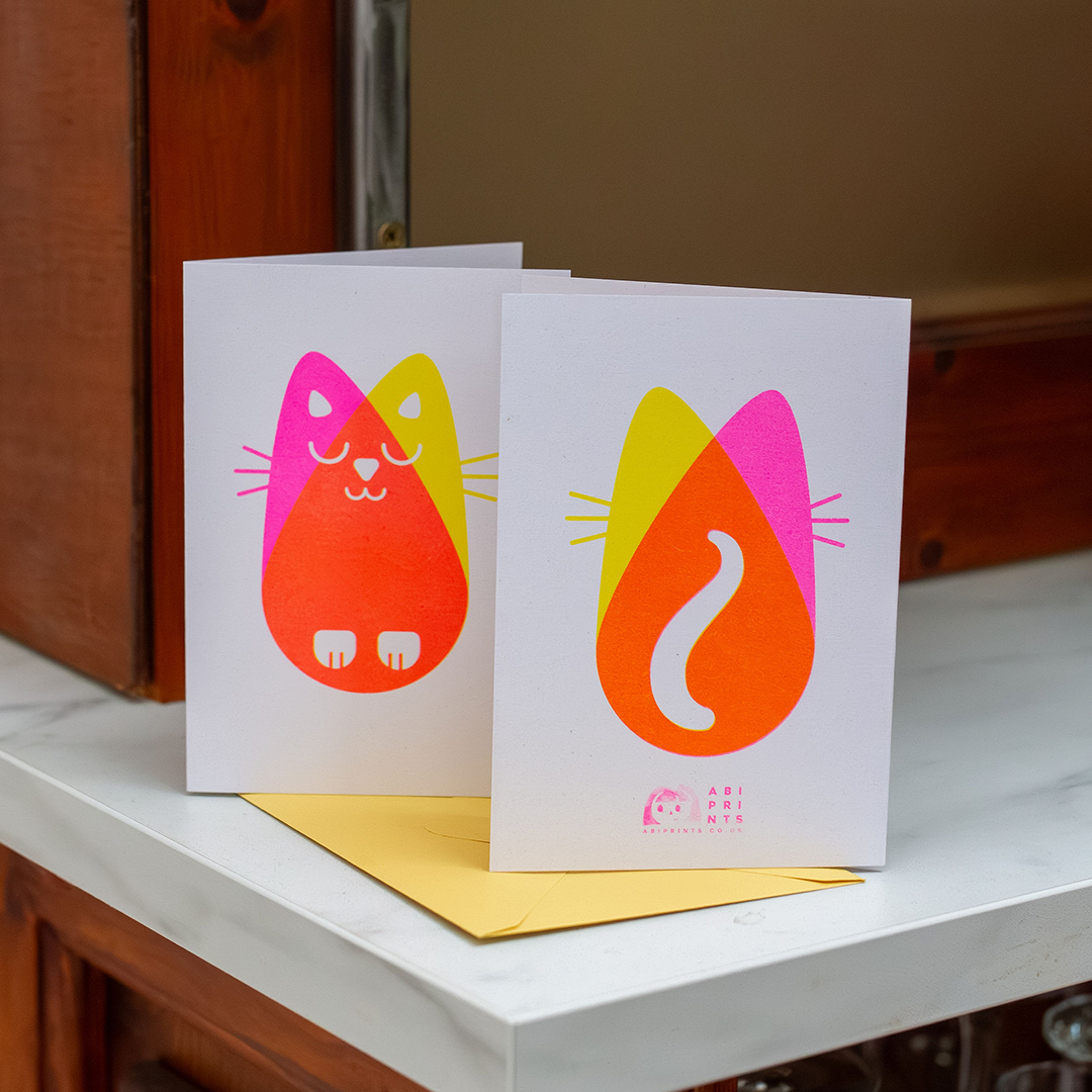 Cat Card, Risograph A6