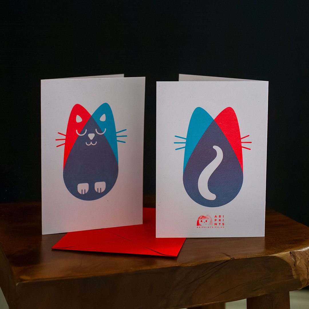 Cat Card, Risograph A6