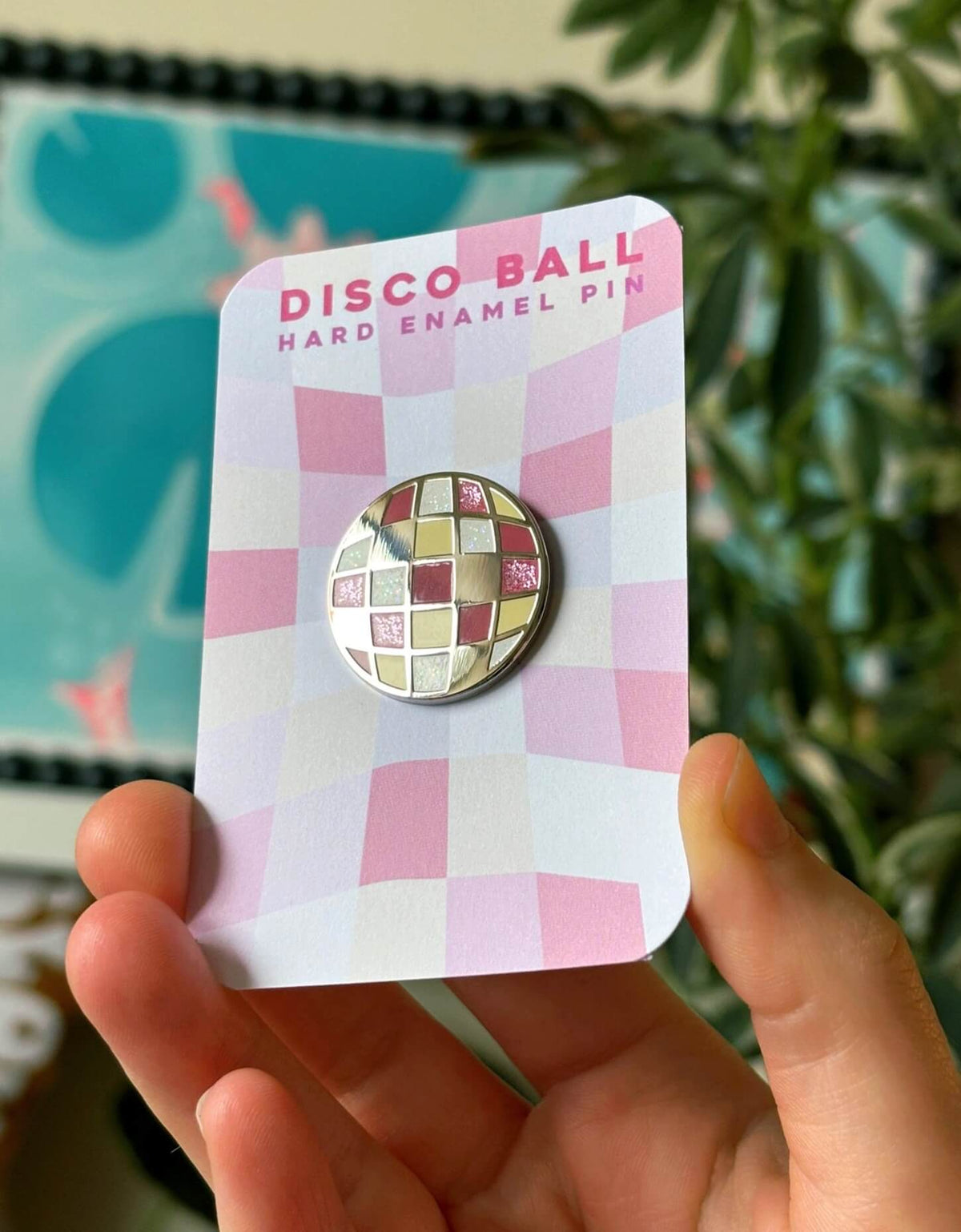 Seconds Disco Ball Glitter Pin, Hard Enamel, 25mm