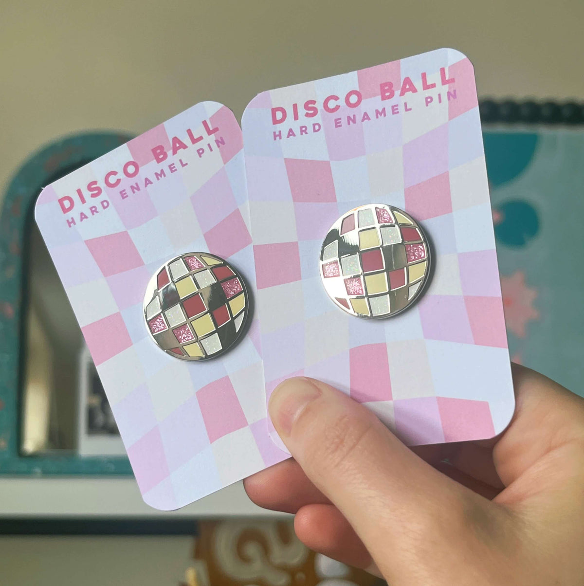 Seconds Disco Ball Glitter Pin, Hard Enamel, 25mm