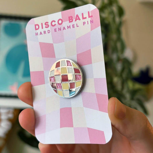 Disco Ball Glitter Pin, Hard Enamel, 25mm