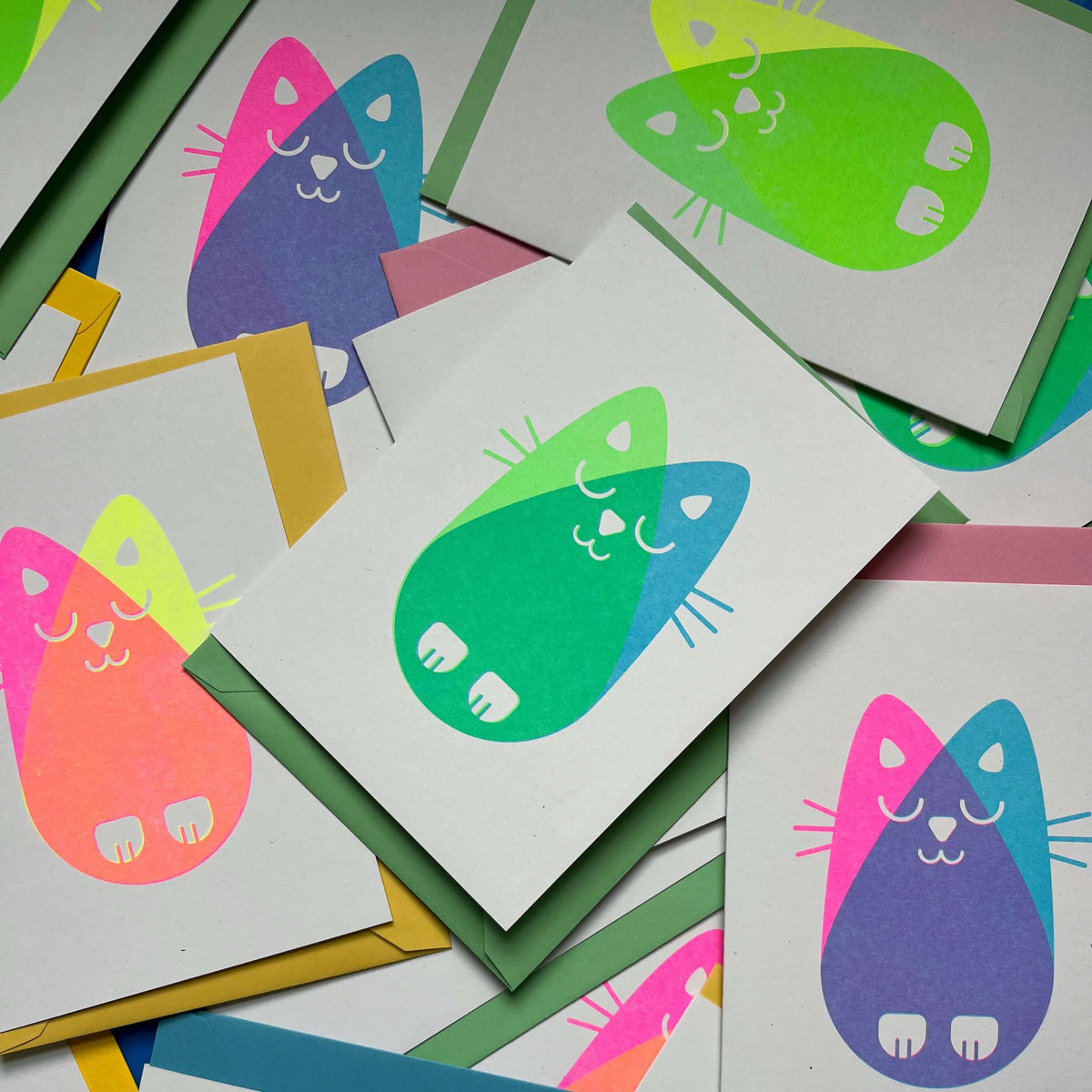 Seconds Cat Card, Risograph A6