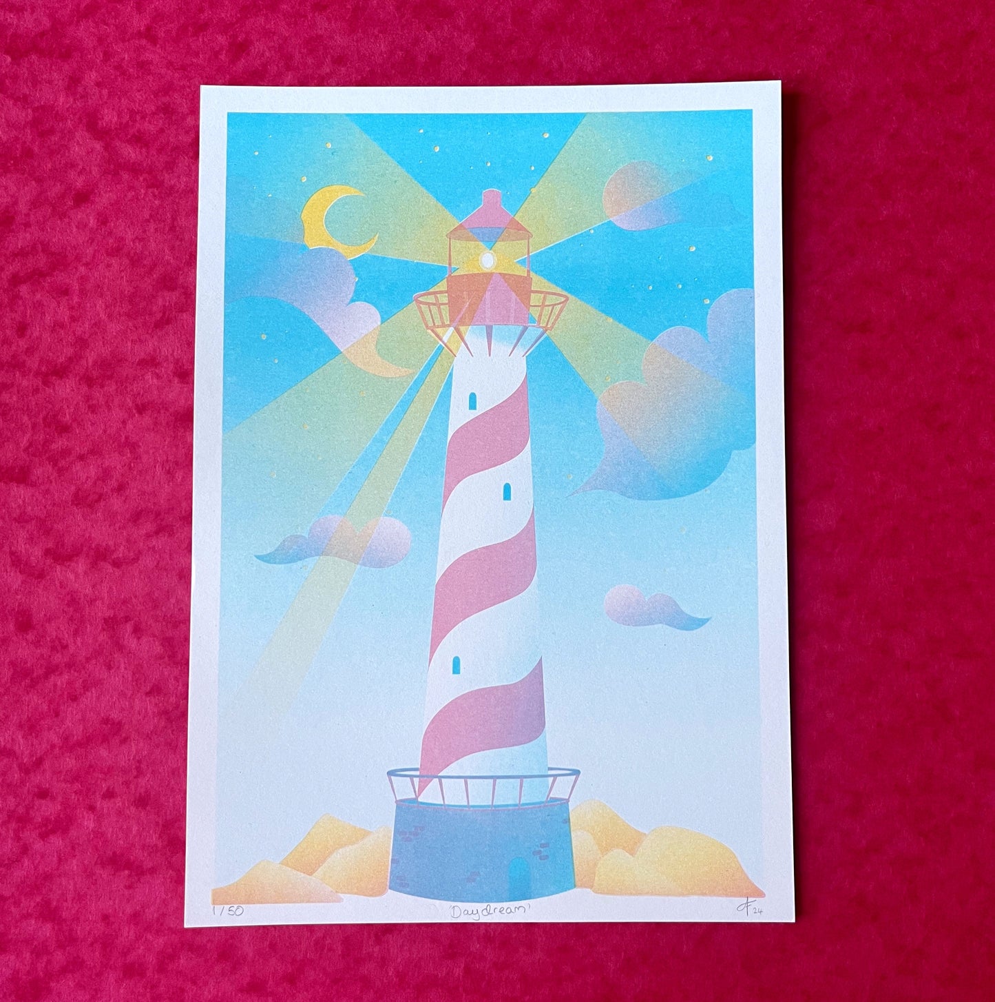 Lighthouse, Daydream, Risograph Print A4