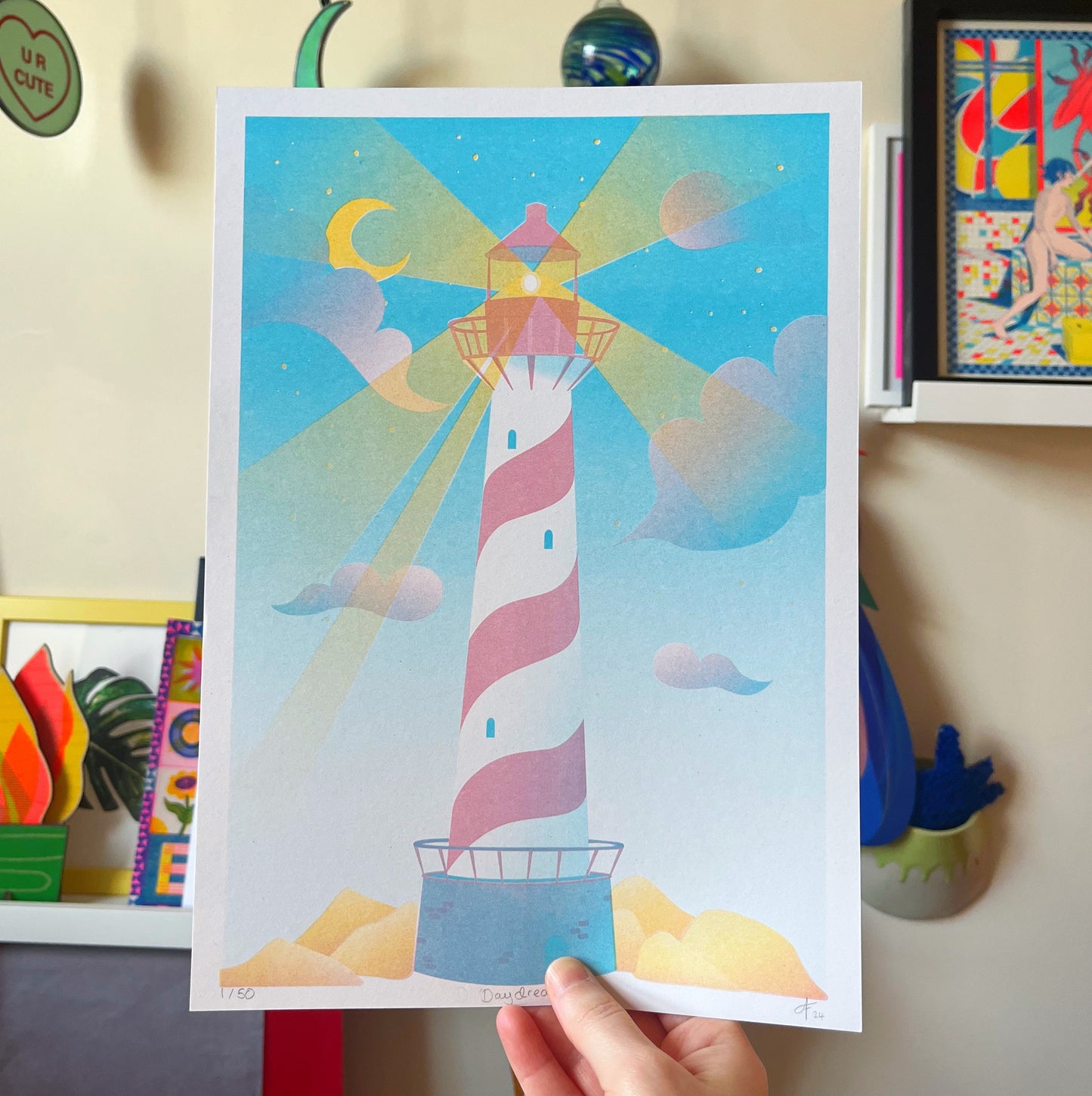 Lighthouse, Daydream, Risograph Print A4