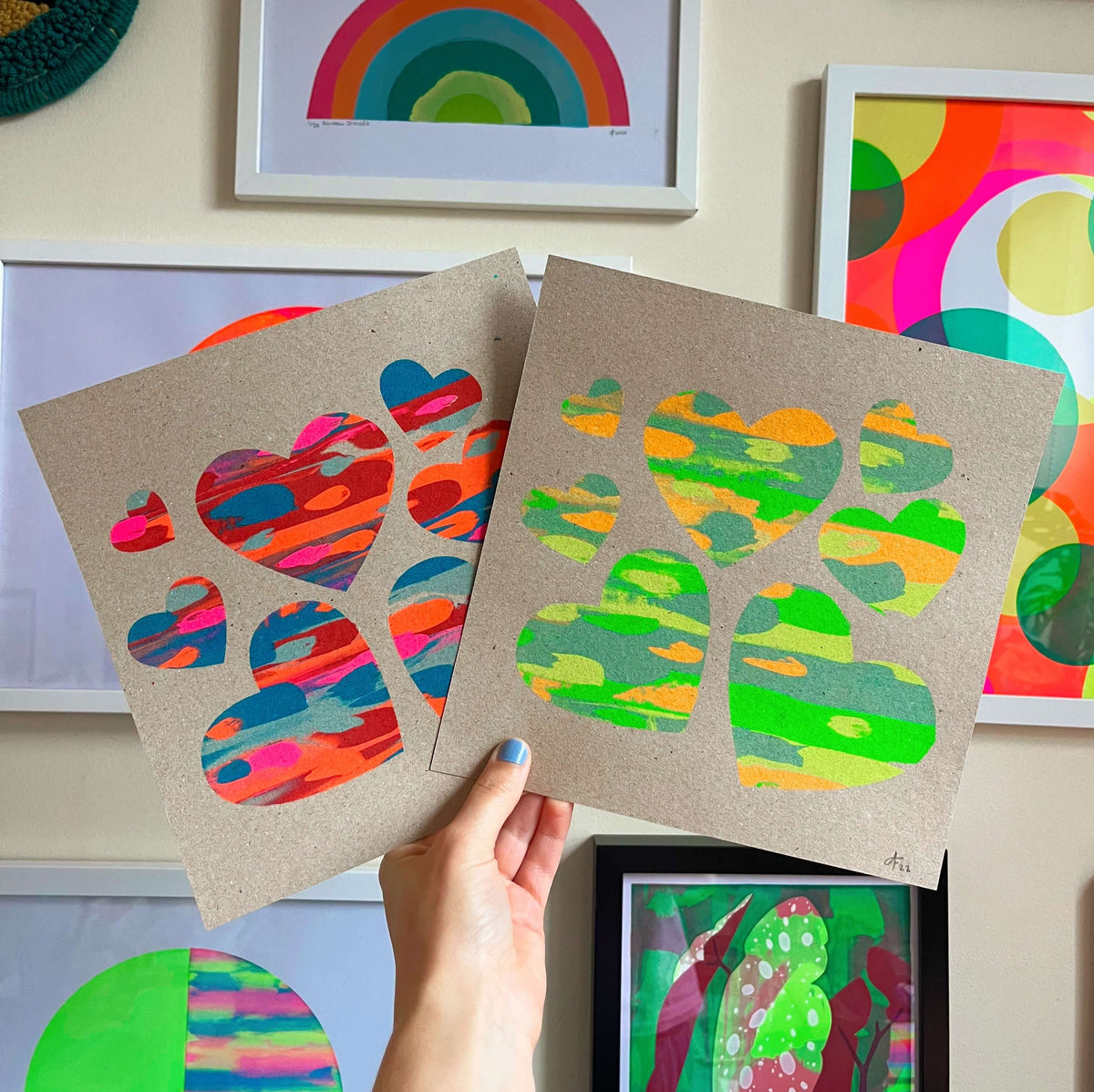 Seconds Kraft Hearts 20x20cm Screenprint