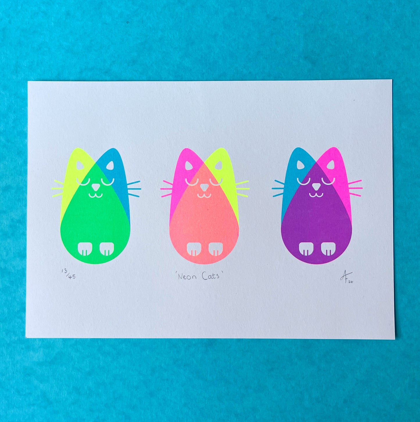 Neon Cats, Risograph A4