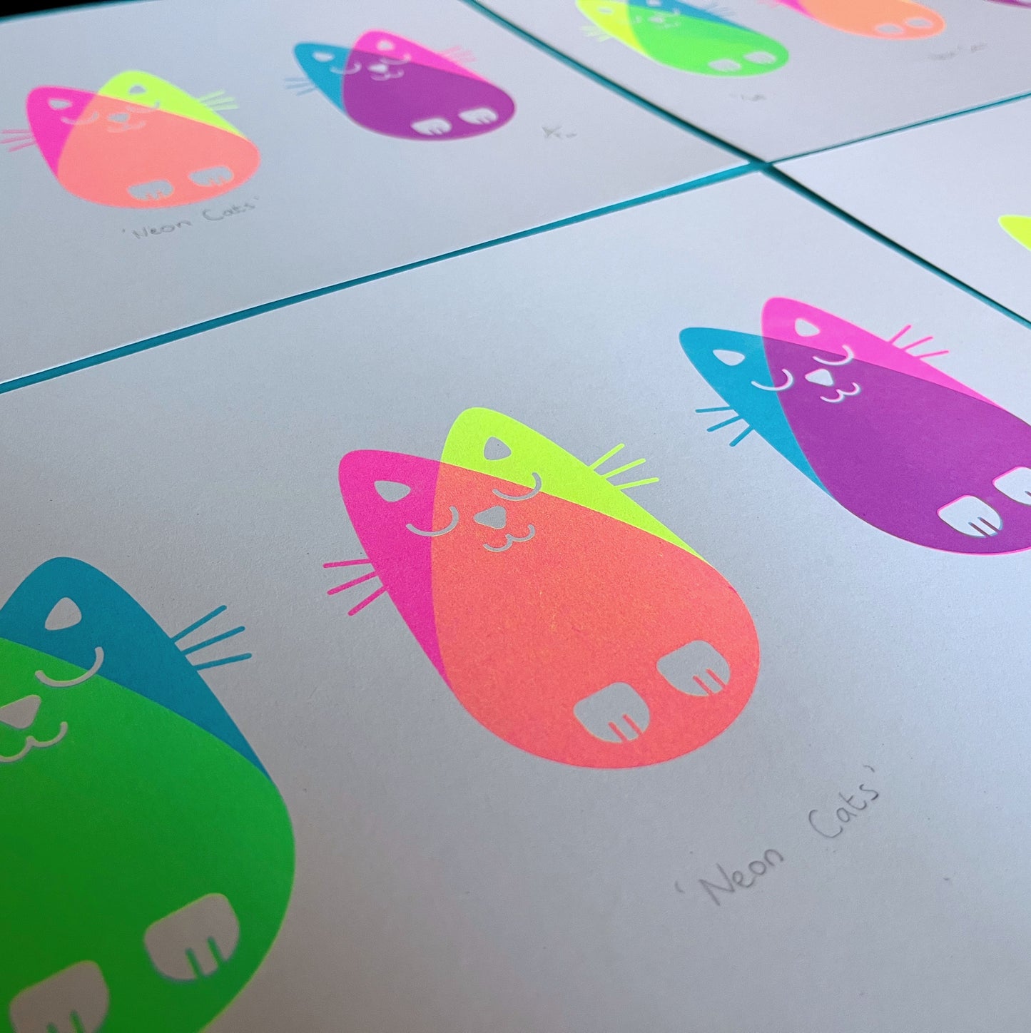 Neon Cats, Risograph A4