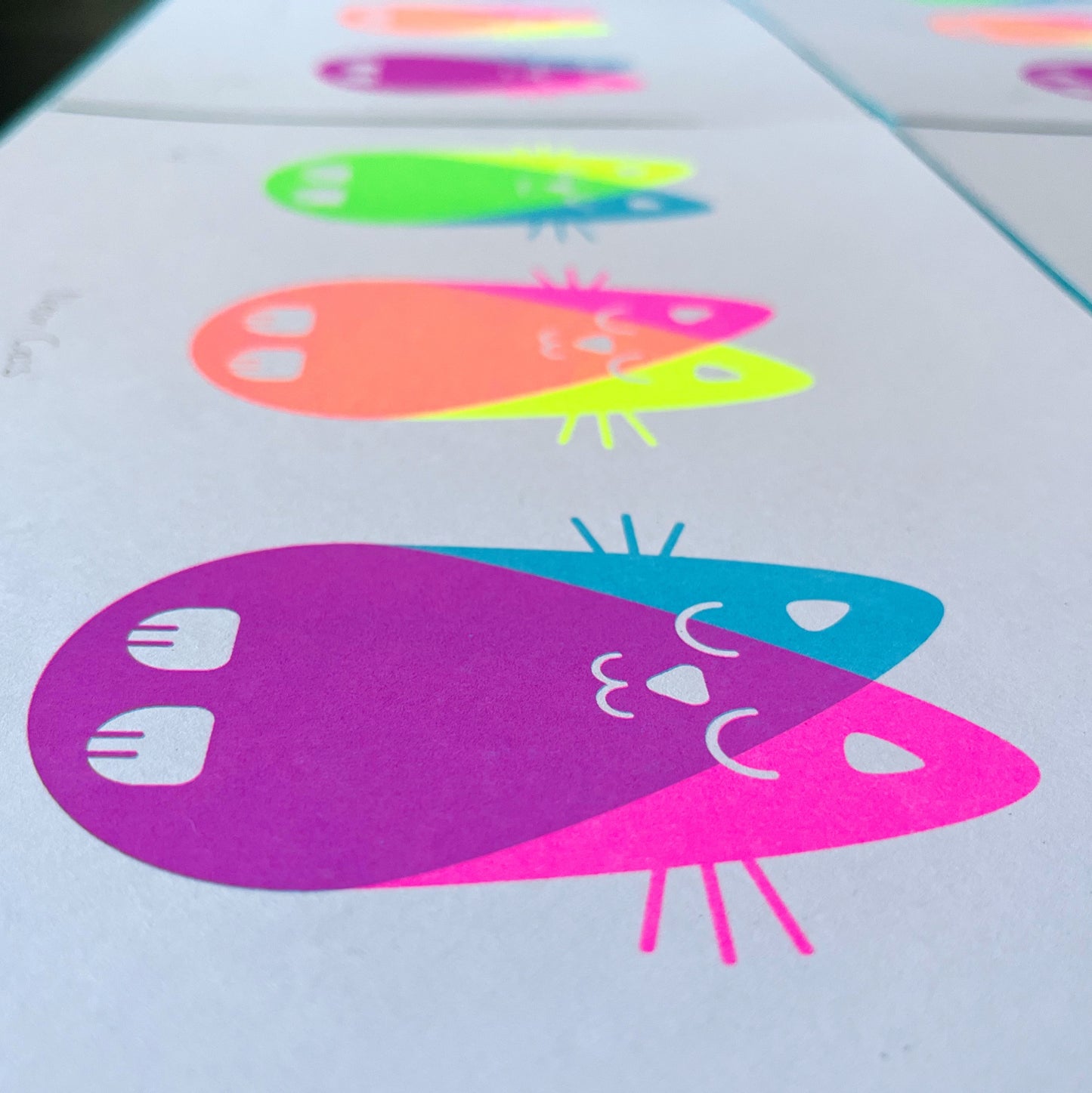 Neon Cats, Risograph A4