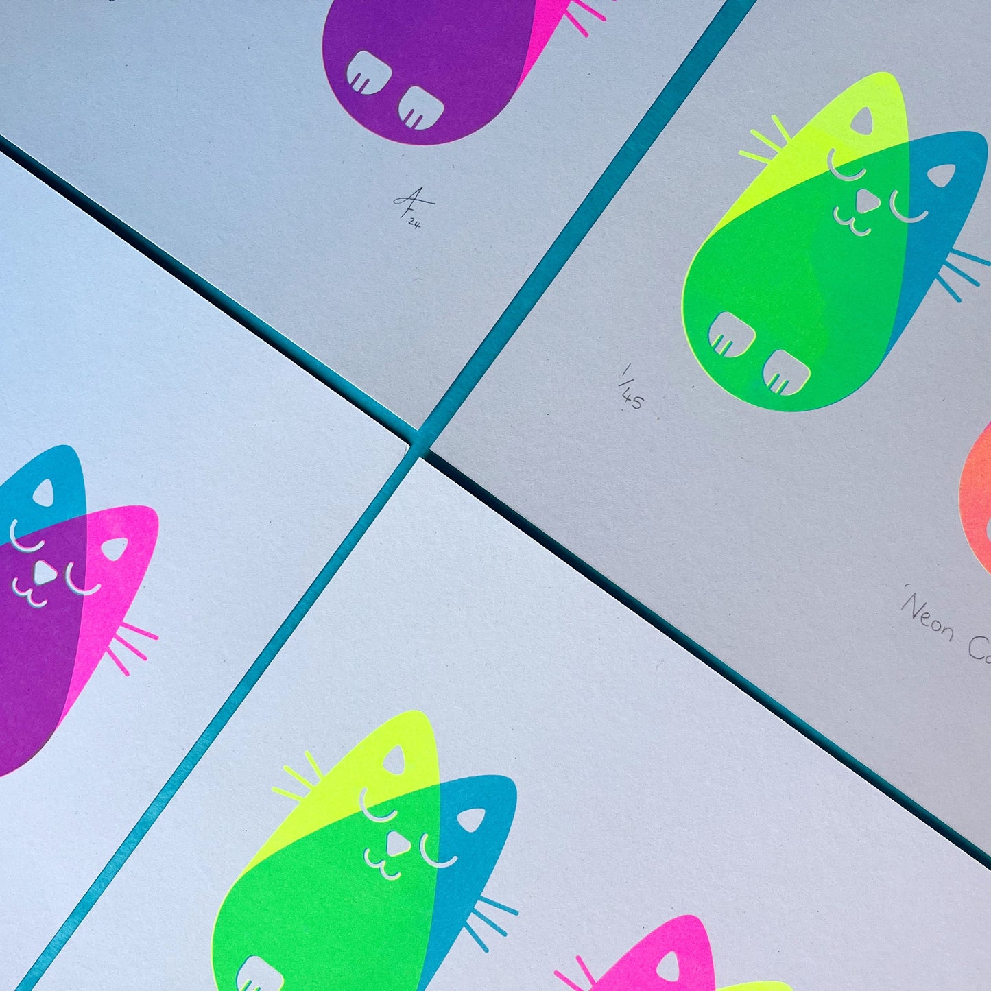 Neon Cats, Risograph A4