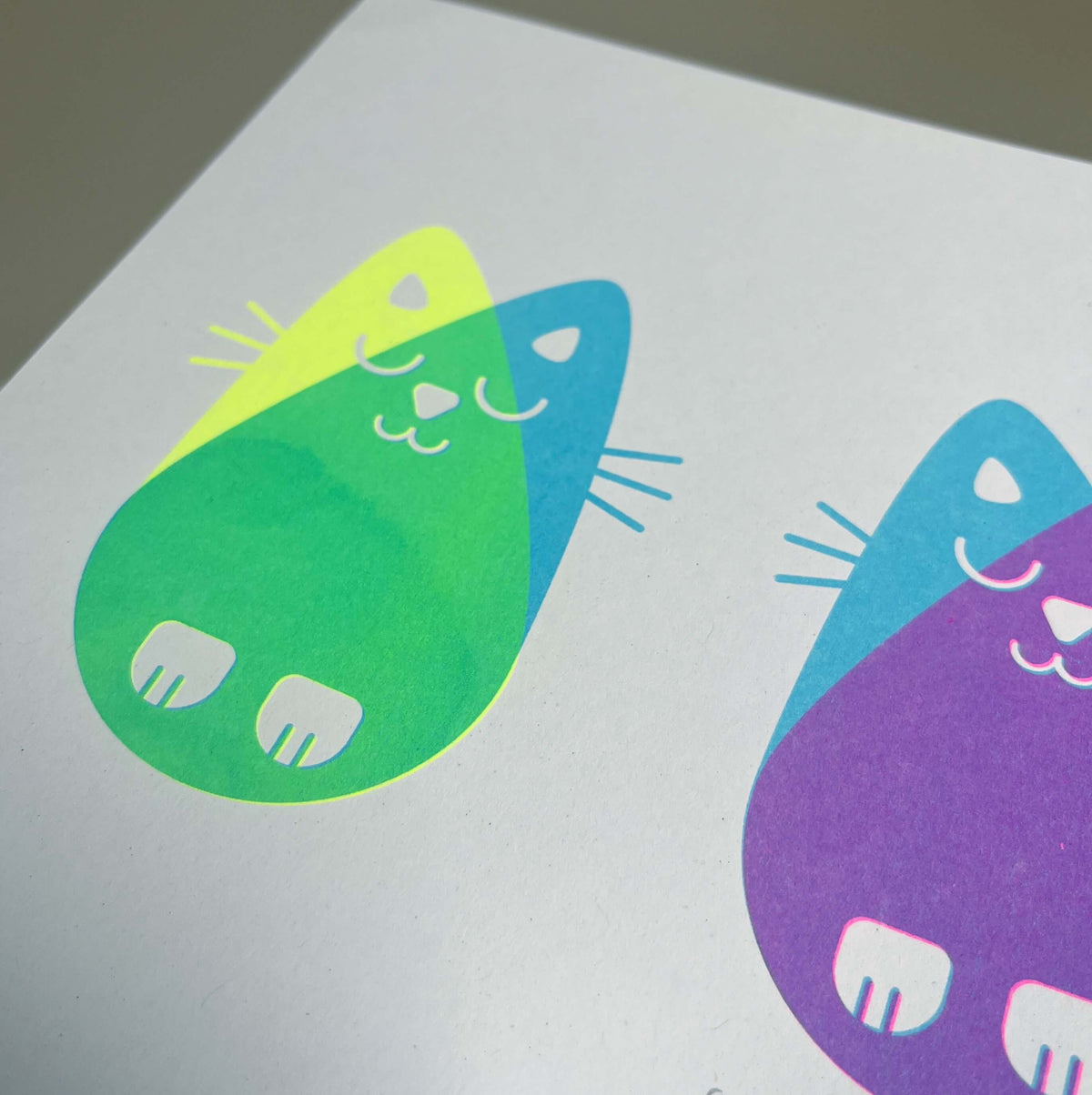Seconds Neon Cats, Risograph A4