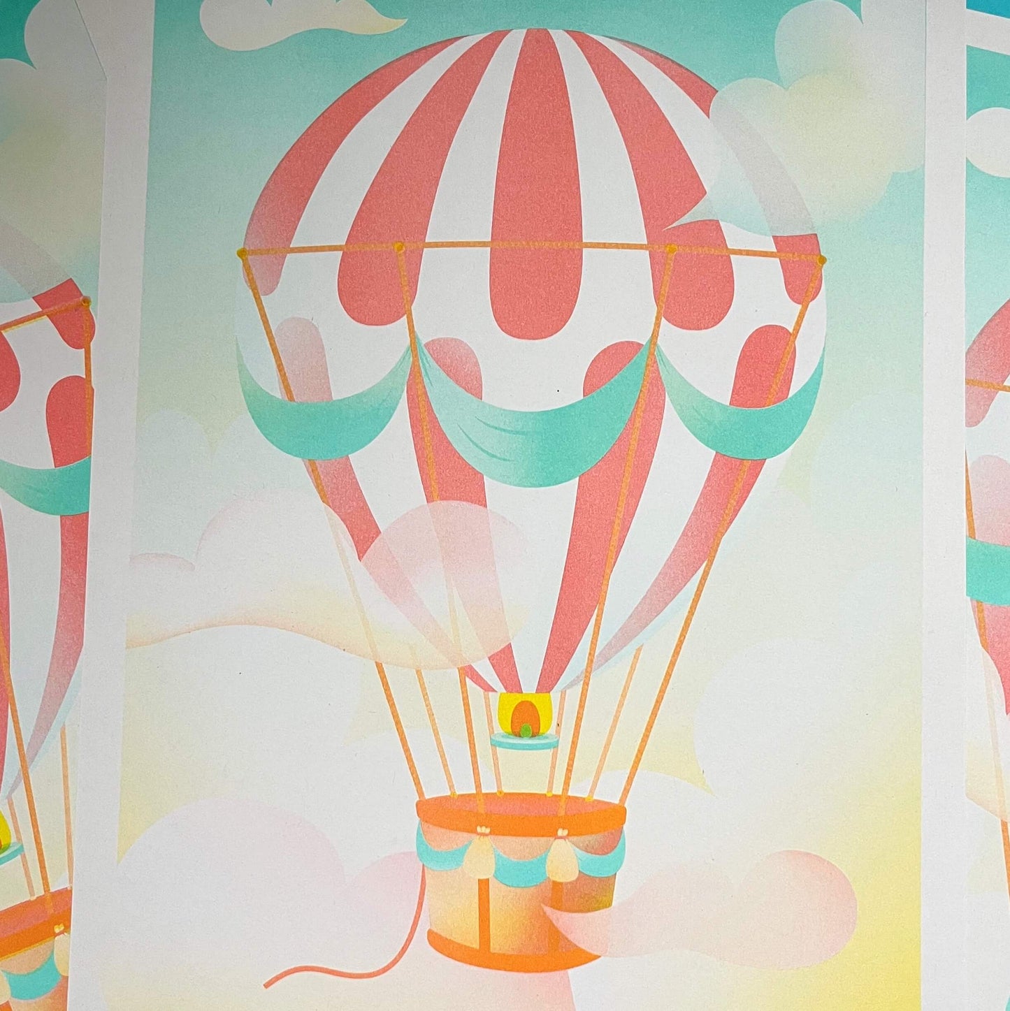 Hot Air Balloon, Risograph Print A3