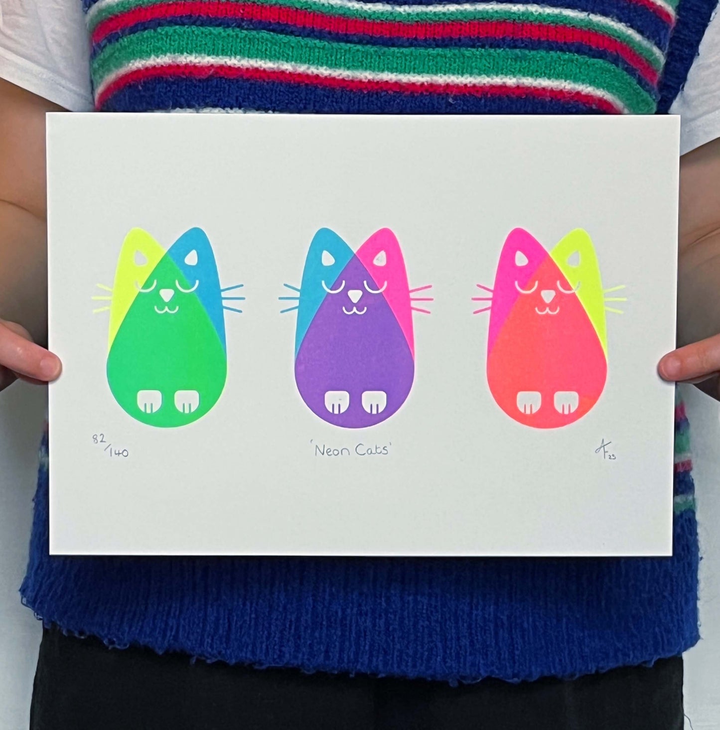 Neon Cats, Risograph A4