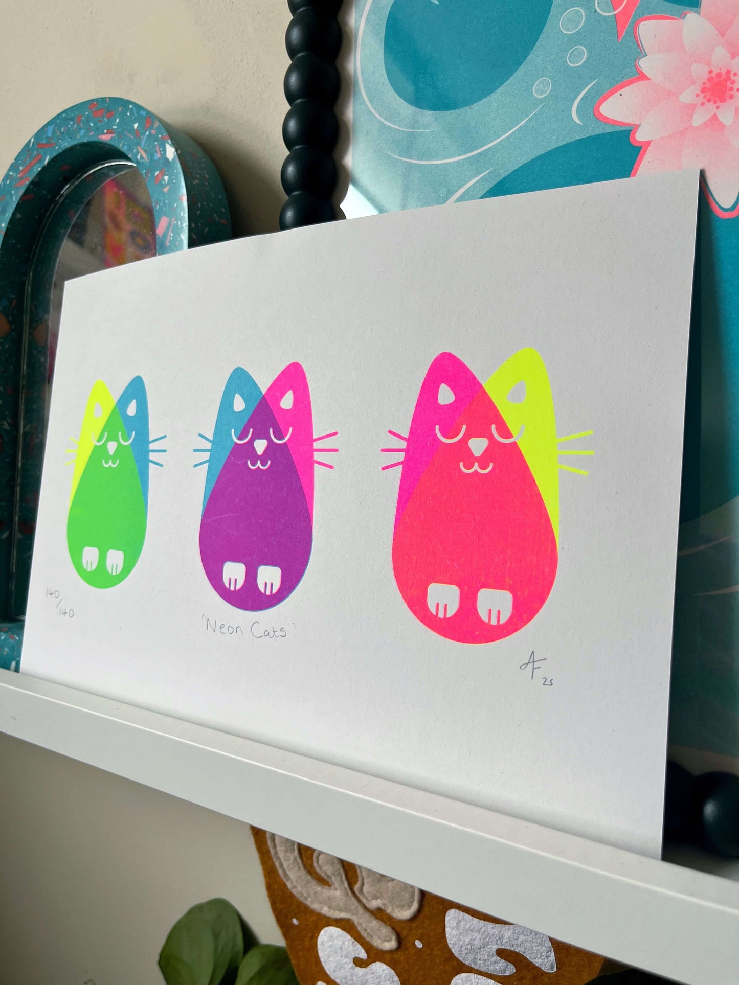 Neon Cats, Risograph A4