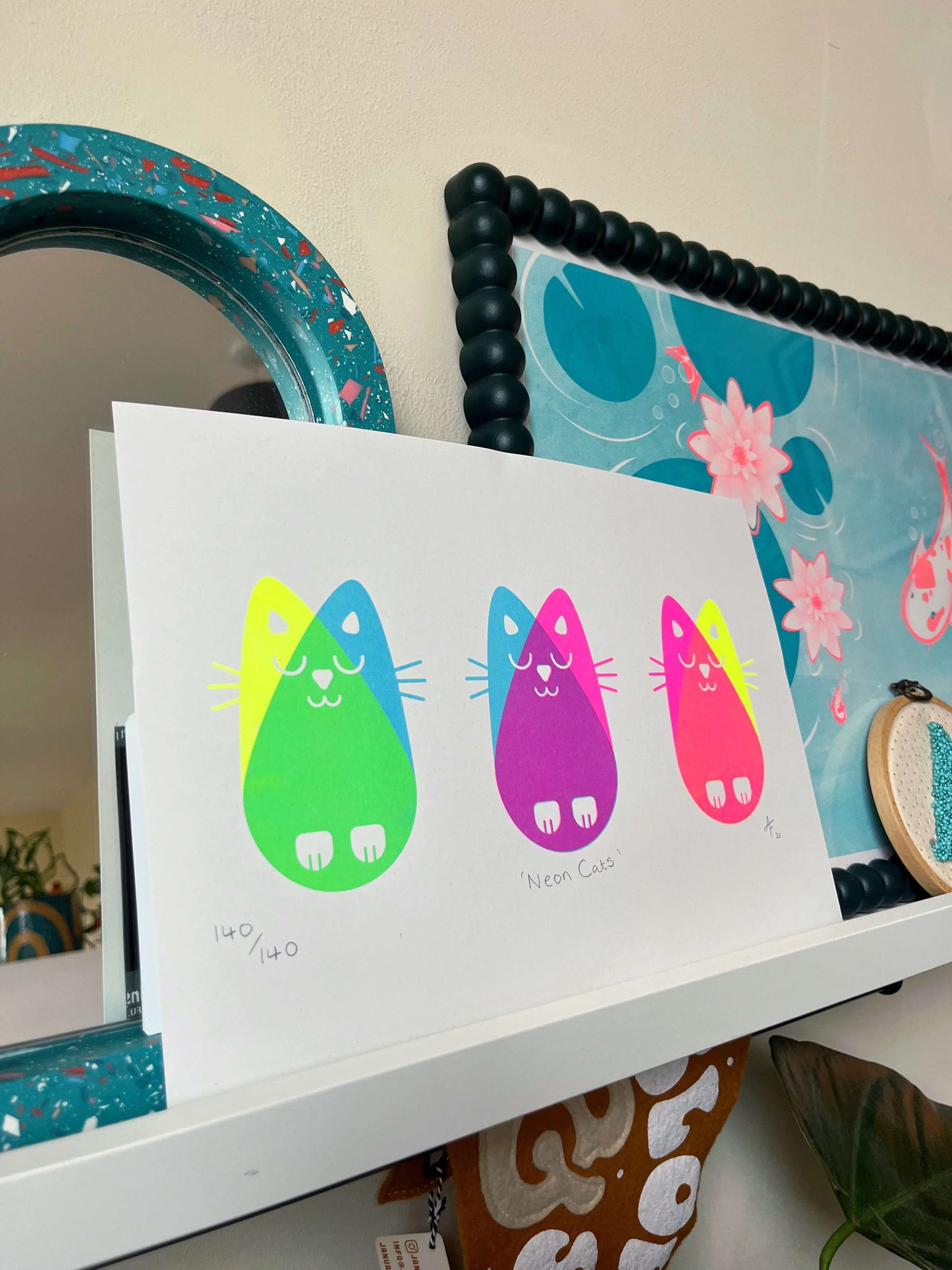 Neon Cats, Risograph A4