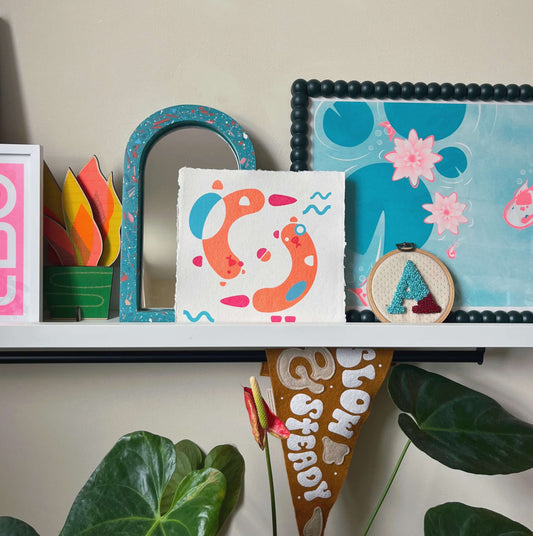 Otters, Screenprint 20 x 20cm