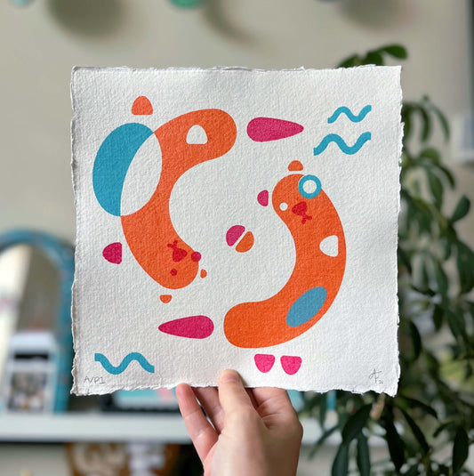 Seconds Otters, Screenprint 20 x 20cm
