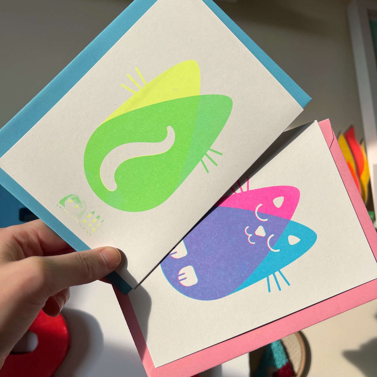 Seconds Cat Card, Risograph A6