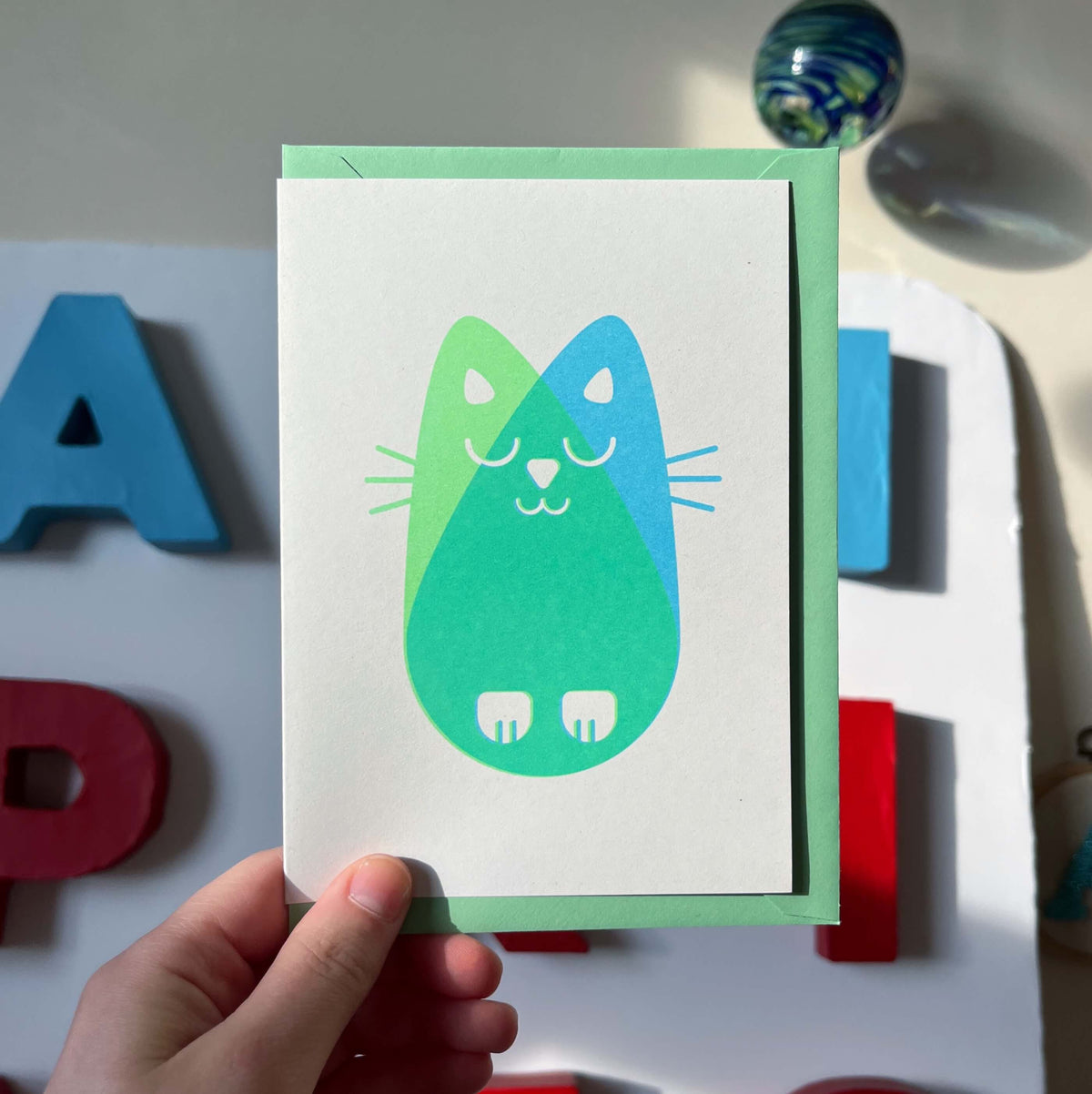 Seconds Cat Card, Risograph A6