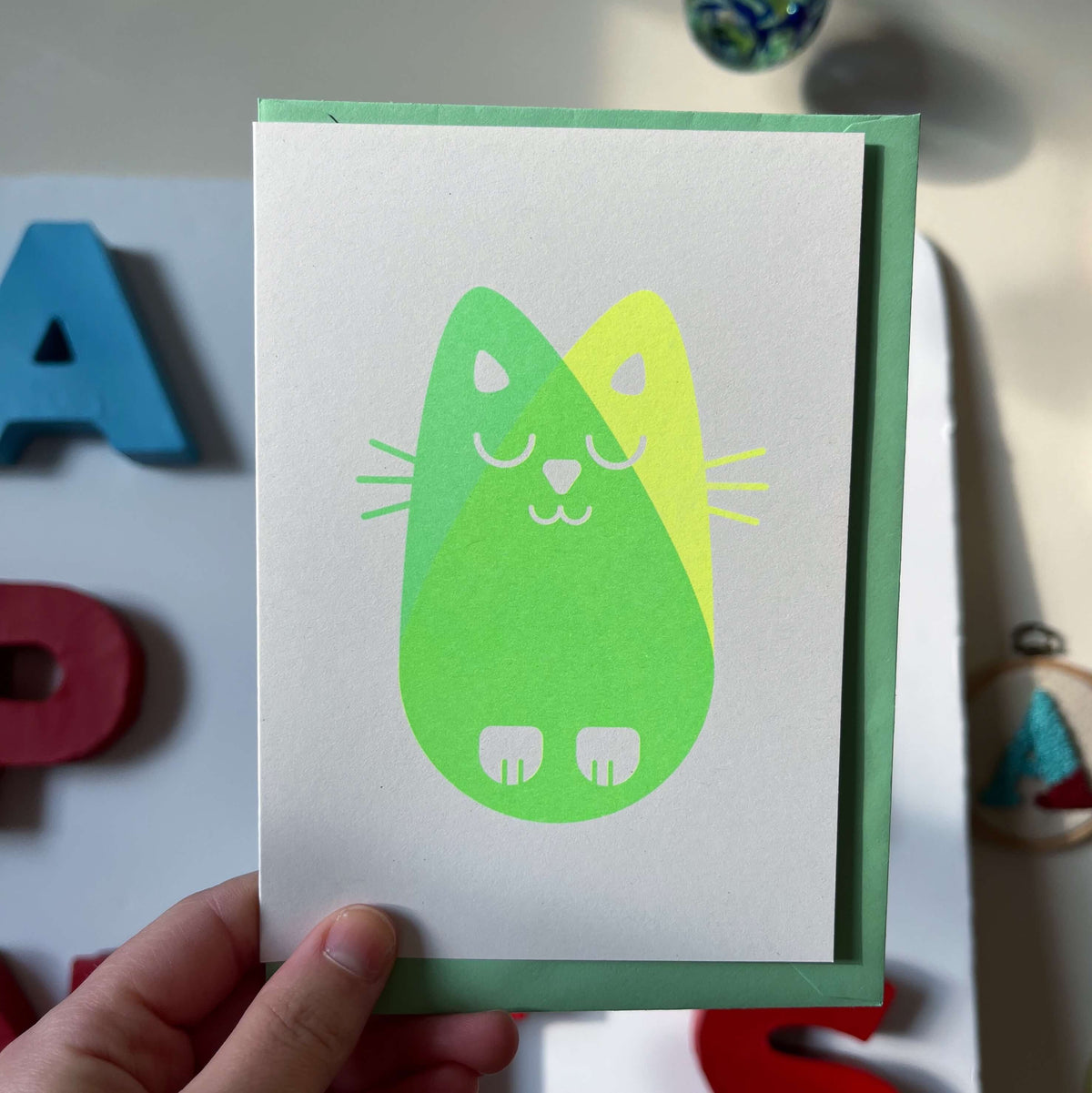 Seconds Cat Card, Risograph A6