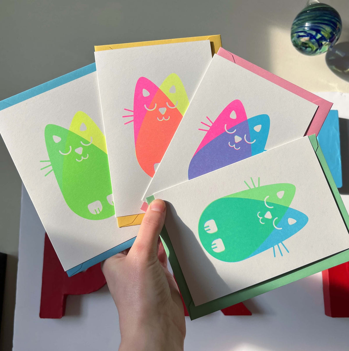 Seconds Cat Card, Risograph A6