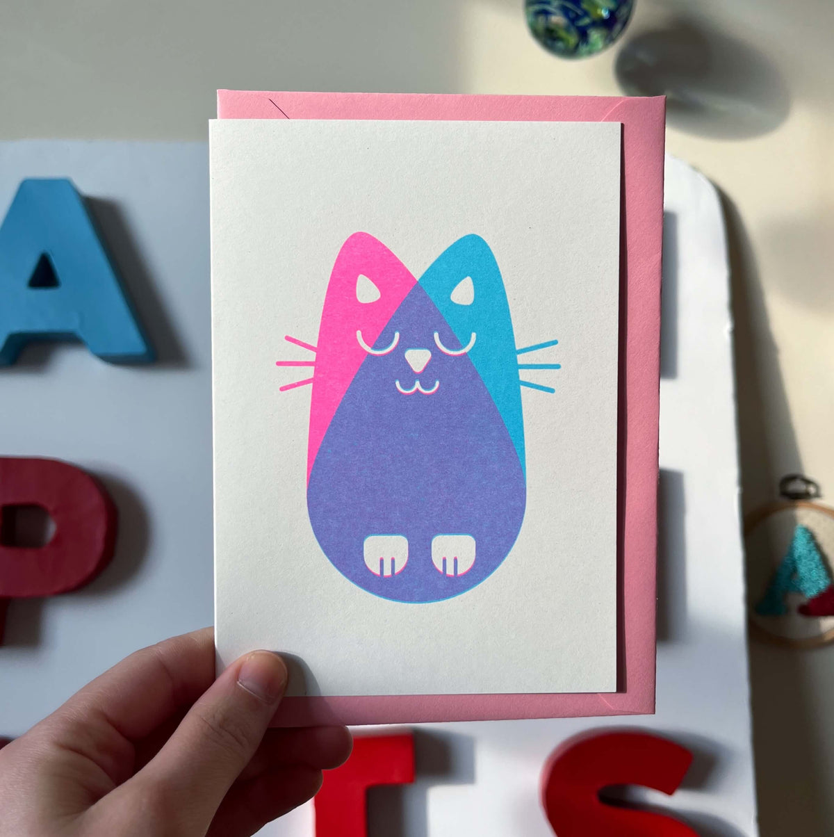 Seconds Cat Card, Risograph A6