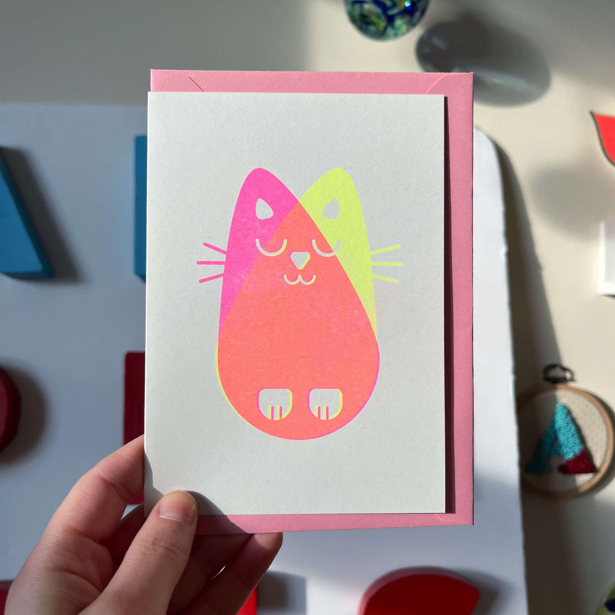 Seconds Cat Card, Risograph A6