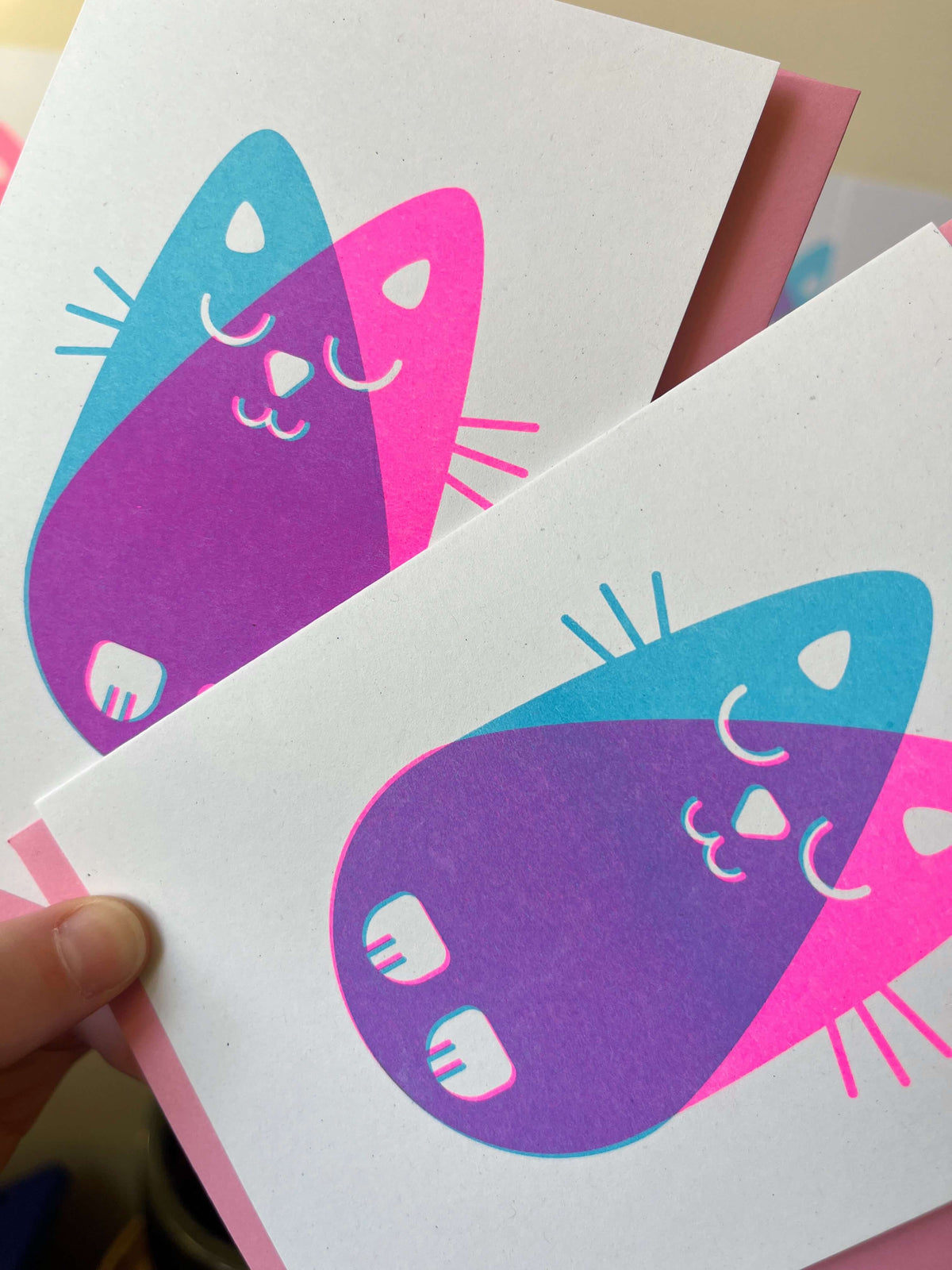 Seconds Cat Card, Risograph A6