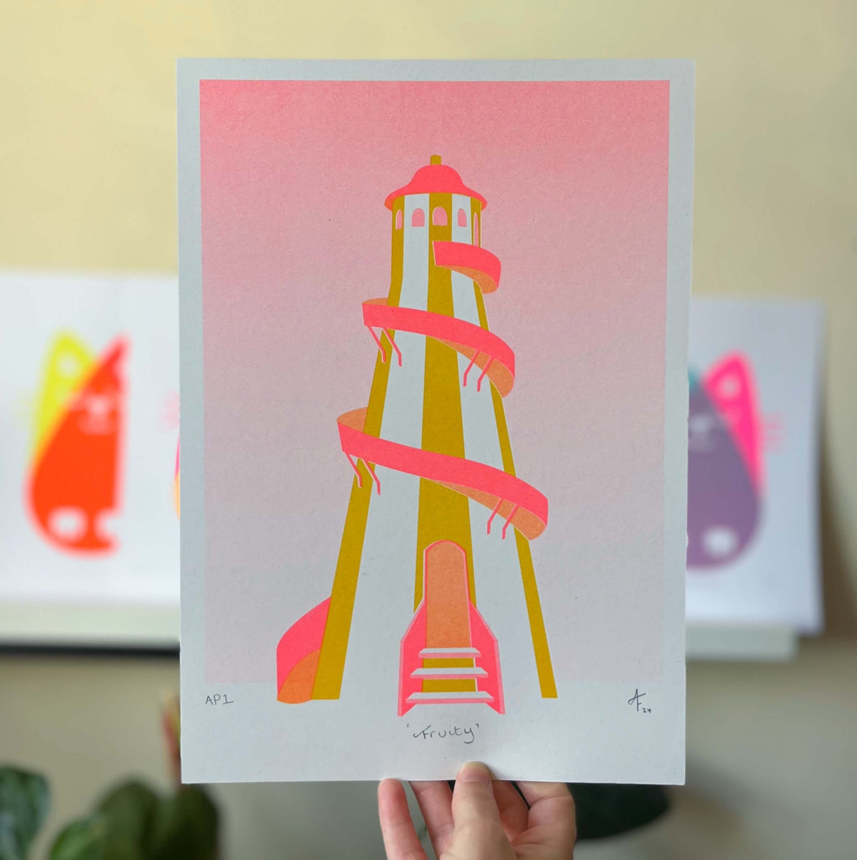 Seconds Helter-Skelter, Fruity, Risograph Print A4