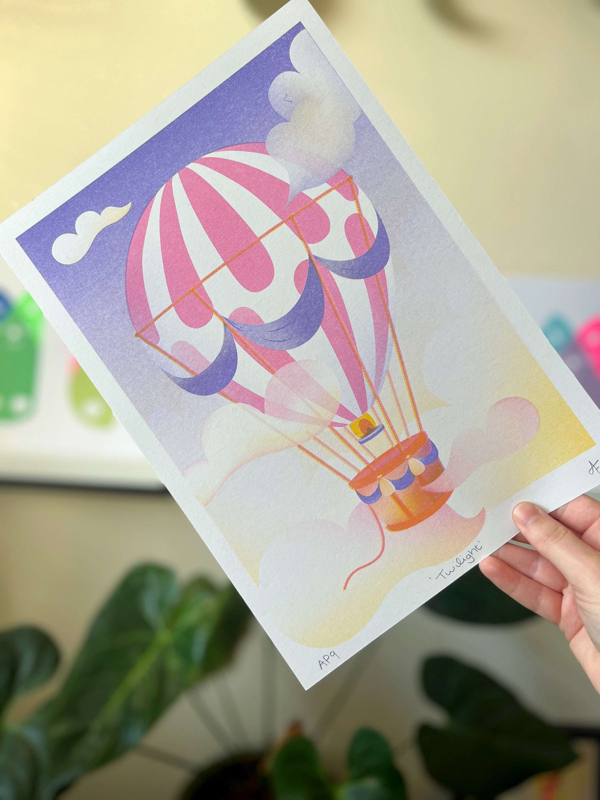 Seconds Hot Air Balloon Twilight, Risograph Print A4