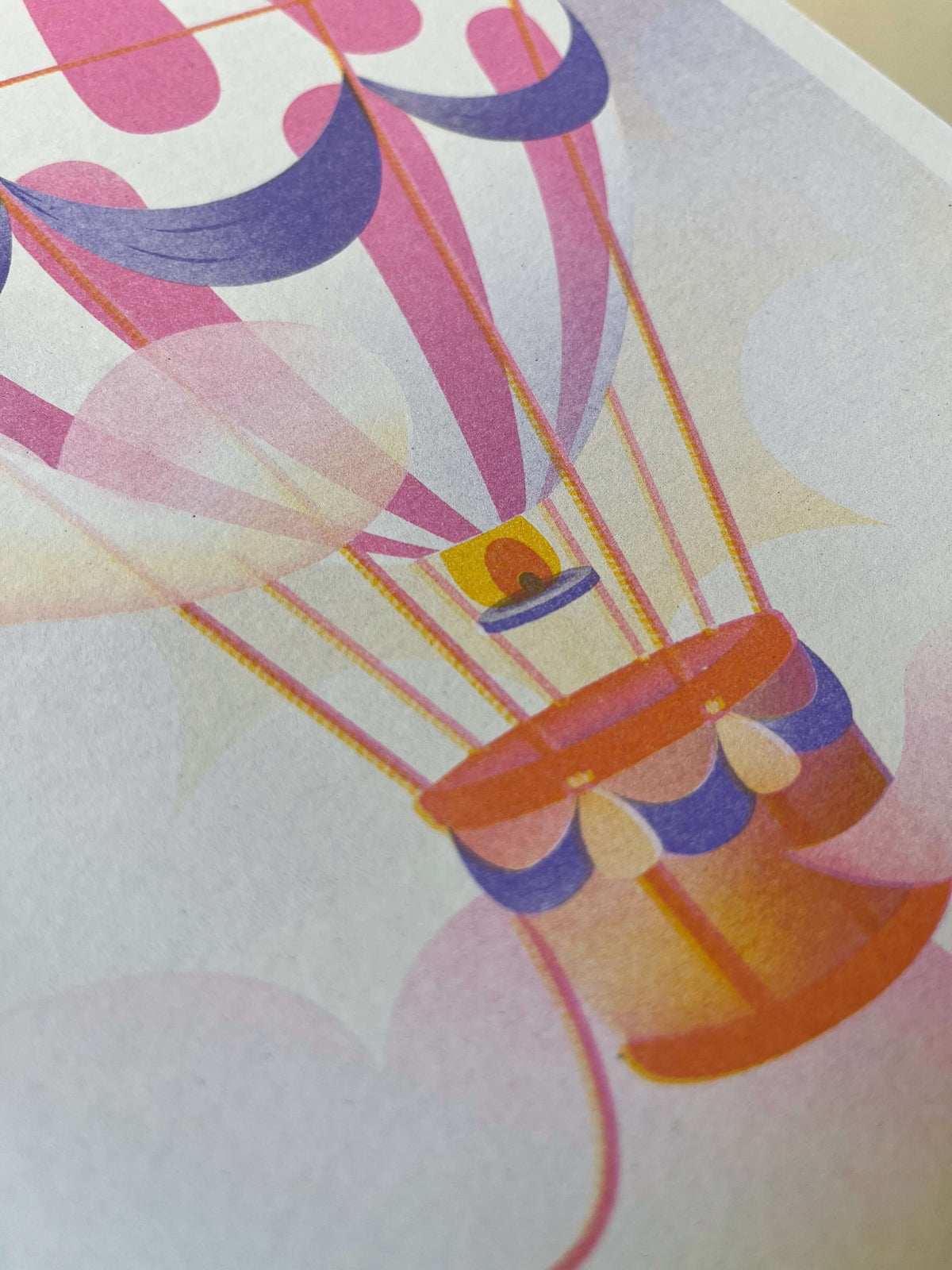 Seconds Hot Air Balloon Twilight, Risograph Print A4
