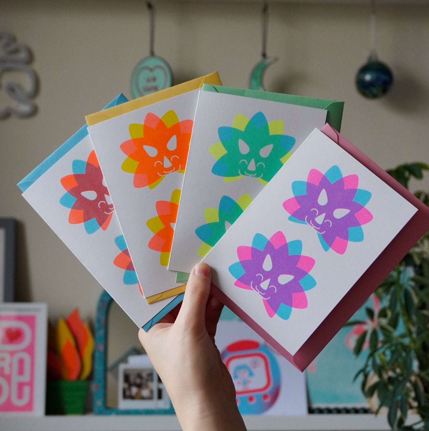 Triceratops Cards, Risograph A6
