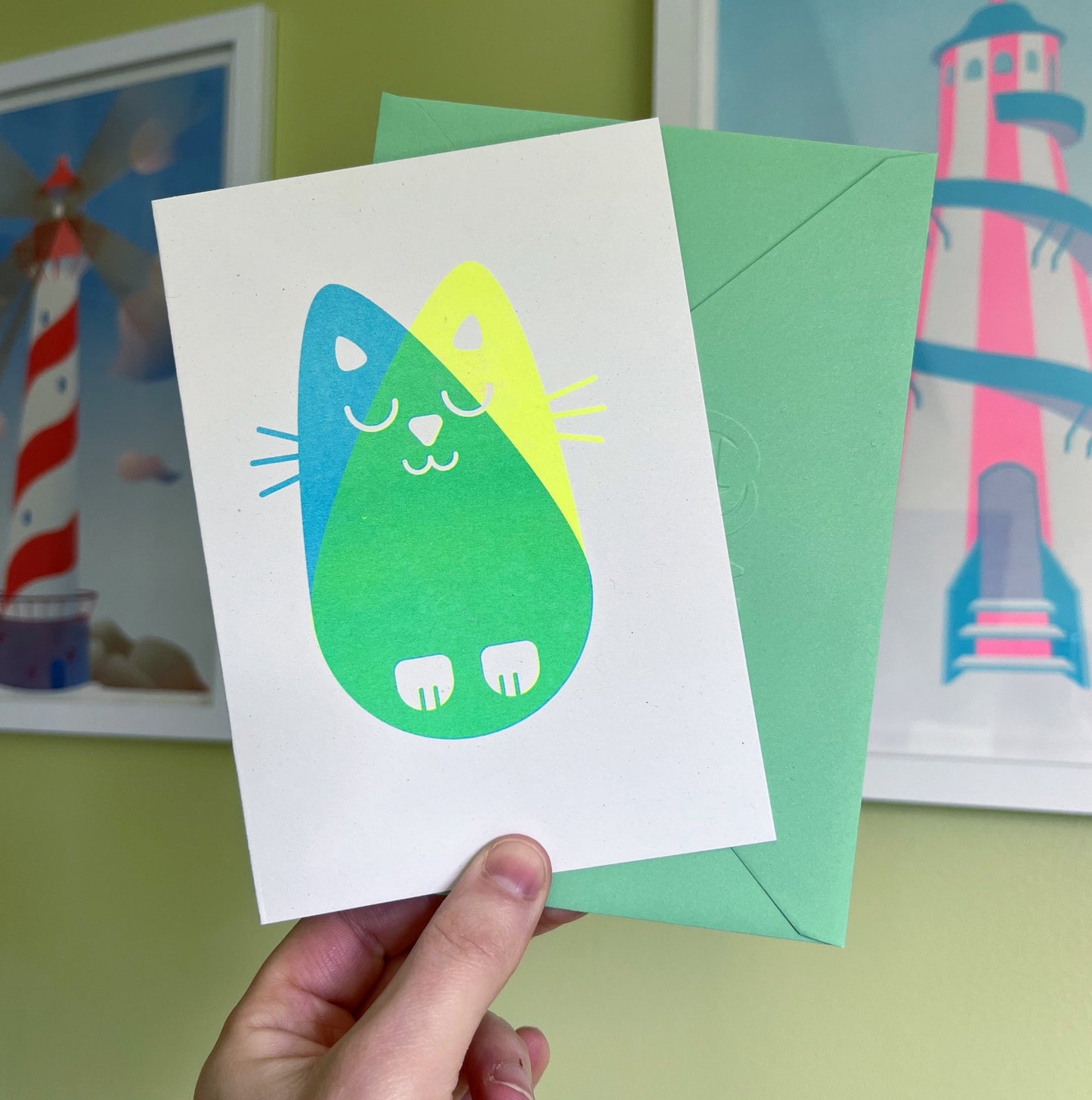 Cat Card, Risograph A6
