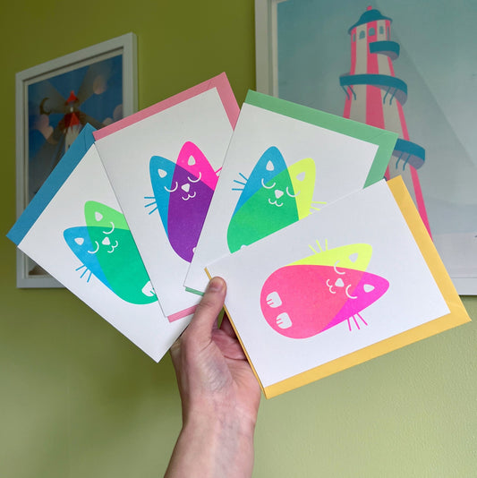 Cat Card, Risograph A6