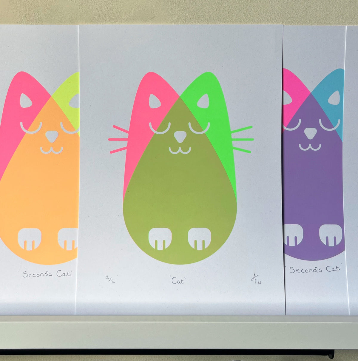 SALE Cat, Screenprint A4, Various Colours