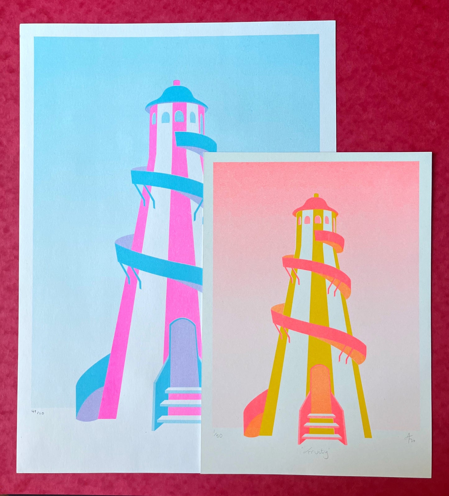 Helter-Skelter, Fruity, Risograph Print A4