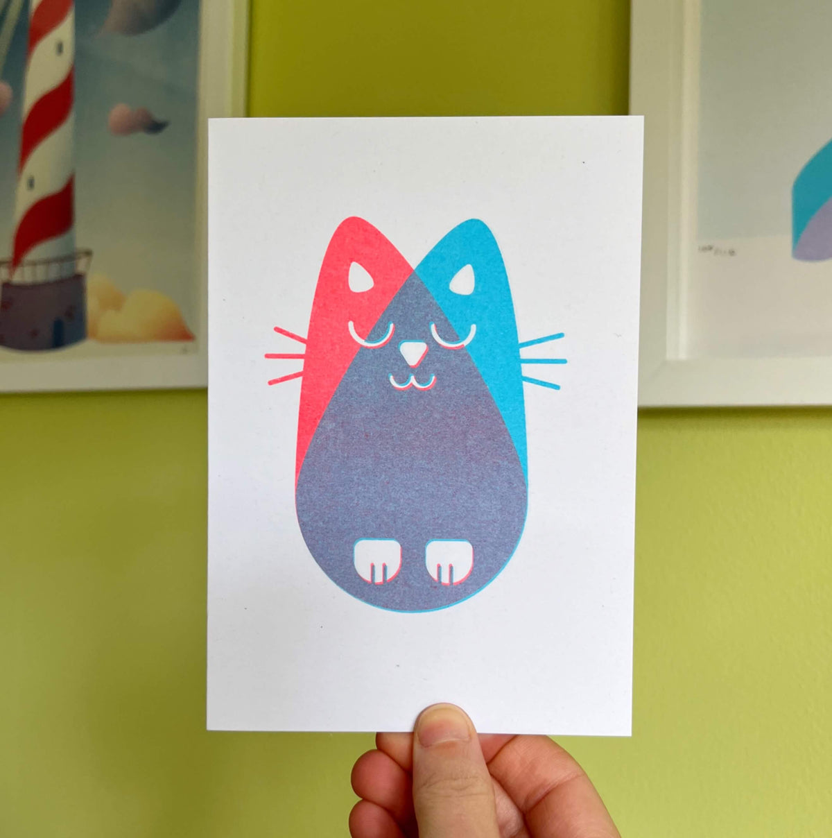 Seconds Cat Card, Risograph A6